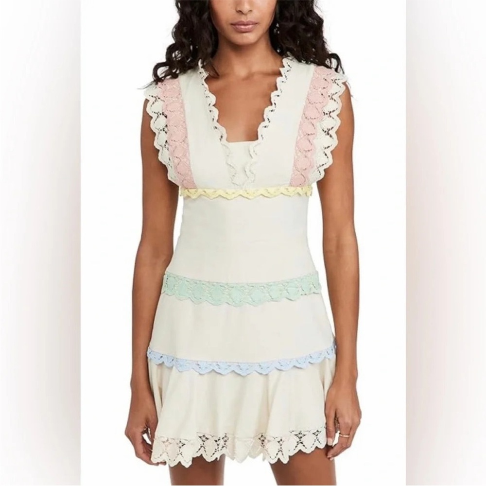 Endless Rose Eyelet Pastel Trim Dress Size Small